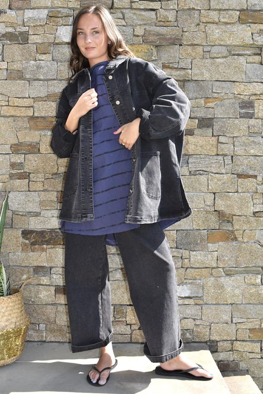 Porto Button Back Breton Tunic French Navy /40=